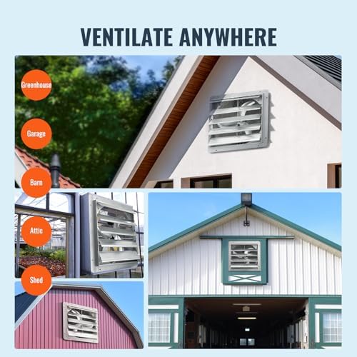 VEVOR 24 Inch Shutter Exhaust Fan Wall Mounted, High-Speed 3320CFM, Vent Fan For Garages, Shops, Greenhouse, Attic Ventilation, AC Motor, Fan Only