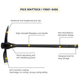 glorousamc Forged Adze Pick, Weeding Mattock Hoe Pick Mattock with Fiberglass Handle, Garden Pick, Great for Loosening Soil, Archaeological Projects (5LB-with 36" Fiberglass Handle)