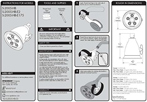 Speakman, Brushed Nickel S-2005-HB-BN Hotel Anystream High Pressure Shower Head-2.5 GPM Adjustable Replacement Bathroom Showerhead