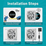 HG Power 8 Inch Kitchen Exhaust Fan, 576CFM Metal Attic Exhaust Fan, Wall Mounted Garage Ventilation Fan, Basement Extractor Fans with Backdraft Damper for Home Office Commercial Use, Silver