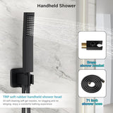 Black Shower Faucet Set, Rainfall Shower System with Square Shower Head and Handle Set, Wall Mounted Shower Fixtures, Full Metal Trim Repair Kit 10 inch Matte Black (With Shower Valve)