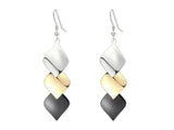 GLPAHA Tri-color Square shiny Drop Earrings for women 925 Sterling Silver Hooks