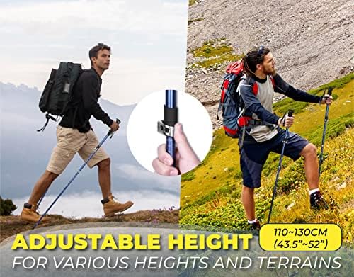 TREKOLOGY TREKZ SE 2pc Collapsible Hiking Stick - Lightweight, Foldable Retractable Trekking Poles for Men, Women & Seniors with Adjustable Heights - Nordic Walking Stick for Backpacking, Camping