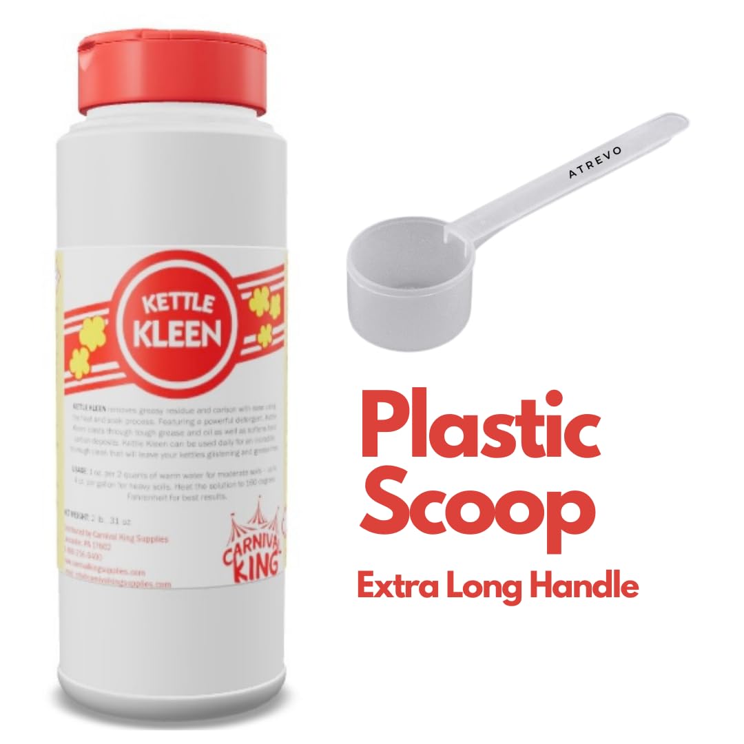 ATREVO Kettle Kleen - Popcorn Machine Cleaner Kit. Home and Concession Equipment. 31 Oz (2 Lb) Caustic Free Scoop Extralong.