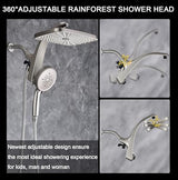 High Pressure Rain Shower Head: Upgrade Shower Heads with Handheld Spray Combo with Fixed Showerhead and 10 Sprays Handheld Shower Head, Detachable Showerheads Built-in Magnetic Docking and Power Jets