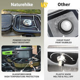 Naturehike 2 Burner Folding Camping Stove with Griddle, Portable Camp Isobutane Gas Stove with 16000 BTU Adjustable Burners & Piezo Ignition