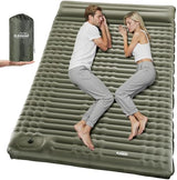 Elegear Double Sleeping Pad for Camping, 4" Ultra-Thick Self Inflating Camping Pad 2 Person with Pillow Built-in Foot Pump, Portable Camping Sleeping Mat for Backpacking, Hiking, Tent(Army Green Full)