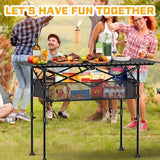 Height Adjustable Camping Table, Outdoor Folding Camping Table with Mesh Storage/Carrying Bag, Portable Aluminum Roll-up Table for Camping, Party, Backyard, BBQ