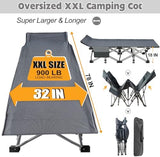 ABORON Oversized XXL Folding Camping Cot W/Mat for Adults, 78" L x 32" W x 18" H, Heavy Duty Outdoor Bed with Carry Bag,1200 D Layer Oxford Travel Camp Cots