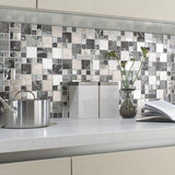Glass Saturn-Mosaic Modular Silver Tile Jupiter Bathroom Kitchen 300x300mm
