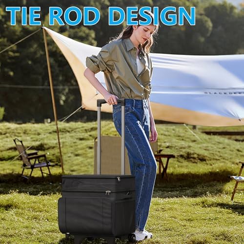 Cooler with Wheels and Handle, 50 Can Rolling Cooler, Portable Collapsible Soft Cooler Bag with Wheels,Leakproof Insulated Wheeled Cooler for Beach, Camping, Patio Travel, Outdoor, Ball Fields