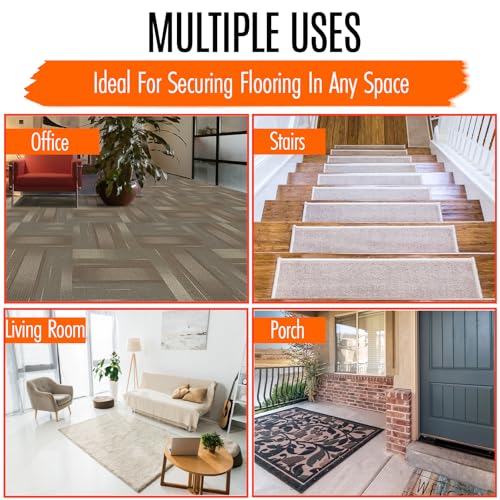 Carpet Tape Double Sided Heavy Duty Carpet Tile Tape 2inx90ft Rug Gripper Indoor Outdoor Grip Tapes for Area Rugs on Hardwood Vinyl Concrete Wood Turf Floor Adhesive Two Sided Stick