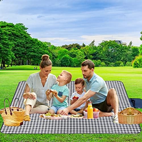 Extra Large Picnic Blanket Beach Blankets, Outdoor Foldable Waterproof Sand Mat for Beach Camping Hiking Travel Family Concerts Grass Park Music Festival Lawn Mats (Dark Blue, 80x80inch)