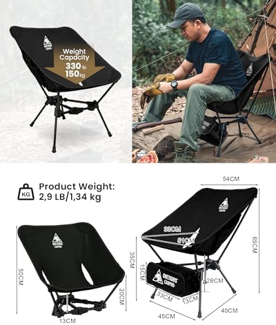 OneTigris Tigerblade Camping Chair, Lightweight Folding Backpacking Hiking, Compact Portable 330 lbs Capacity