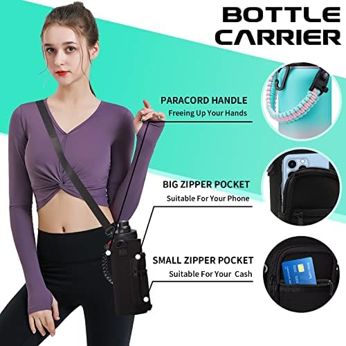 32oz Stainless Steel Water Bottle -w/Paracord Handle, Straw & Spout Lids, Bottle Sleeve, Reusable Metal Thermo Keep Cold-48h & Hot-24h, Wide Mouth Double-Wall Vacuum Flasks for Sports Fitness