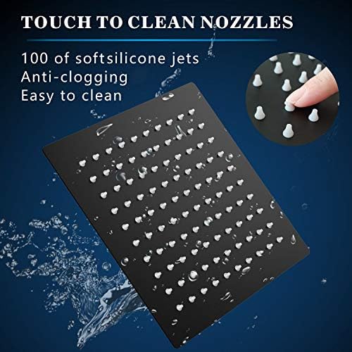 Voolan Rain Shower head, High Pressure Shower Head Made of 304 Stainless Steel, Relaxed Shower Experience Even at Low Water Flow and Pressure (8" Black)