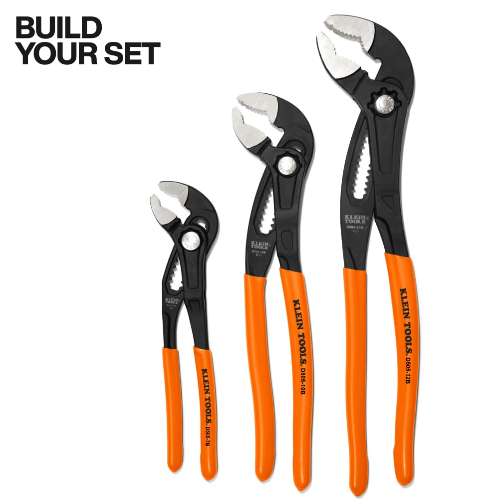 Klein Tools D5057B 7-Inch Adjustable Pliers, Quick-Adjust Klaw Pump Pliers, Compact Design with V-Jaw and Hardened Teeth for Maximum Torque