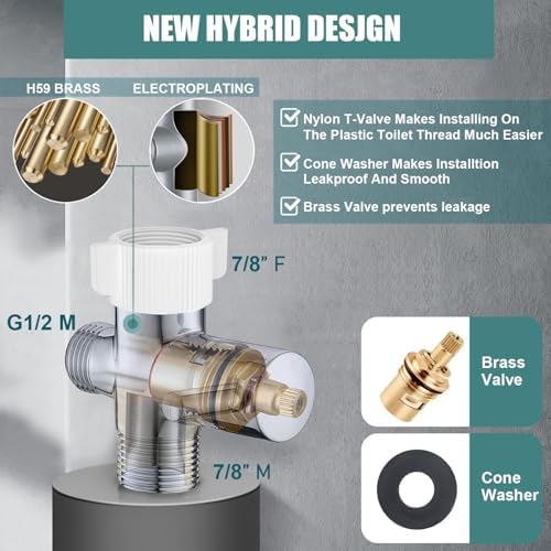 Handheld Bidet Sprayer for Toilet,Premium SUS304 Stainless Steel Bathroom Bidet Sprayer Attachment Set with Anti-Leak Hose&High Pressure, Ideal for Feminine Wash, Cloth Diaper Cleaning&Muslim Shower