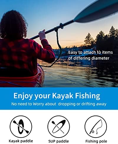 OCEANBROAD Kayak Paddle Leash Stretchable Strap Lanyard Rope for SUP Kayaking Boating Canoeing Fishing Pole Rod 5-7 Feet