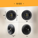 10-Inch Solid Replacement Tire and Wheel 4.10/3.50-4" - Flat Free Tires for Cart, Dolly, Hand Truck, Generator, Lawnmower, Garden Wagon with 5/8” Axle Bore Hole - Double Sealed Bearings (2)