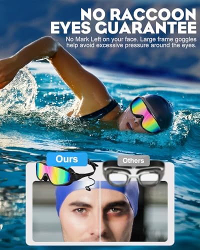 Rantizon Swim Goggles 2 Pack, Wide View Anti Fog&UV Swimming Goggles for Audlt, No Leaking Pool Accessories for Men Women Kid