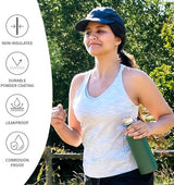 Bambaw Stainless Steel Water Bottle - Non-Insulated, Reusable Metal Sports Bottle, Sage Green/Grey