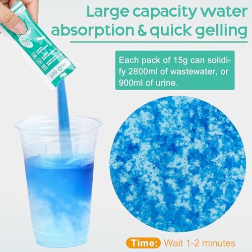 30 Portable Toilet Bags Poo Gel Set, 8 Gallon Camping Toilet Bags with Portable Absorbent Toilet Gel, Urine Powder with Potty Trash Waste Bags for Outdoor Camping, Traveling, Emergency