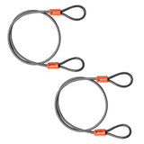 BV 2.5FT Bike Cable with Loops-5mm (3/16 Inch) Cut-Resistant Braided Steel Cable-Versatile & Weatherproof-Small Security Cable Lock, Security Chain for Padlock, Chain Lock, Wire Lock (Pair)