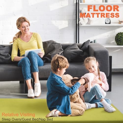 Memory Foam Camping Mattress Sleeping Pad, 3" Thick Waterproof Portable Roll Up Sleeping Mats & Floor Mattress Pad with Pillow + Travel Bag for Camping Car Truck SUV Tent Sleepover Kids Adult