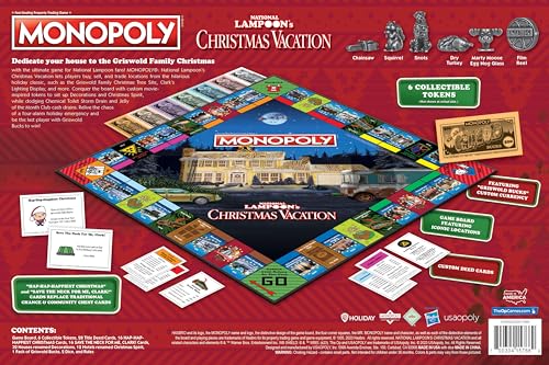 Monopoly National Lampoons Christmas Vacation, Featuring Themed Tokens Squirrel, Egg Nog Glass, Chainsaw & More, 2-6 Players, Ages 15+, Play Time 60+, Officially Licensed National Lampoons Board Game