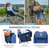 EVER ADVANCED Padded Hammock Camping Chair, Oversized Heavy Duty Swing Chair with Detachable Cup Holder, Portable Folding Rocking Camping Chair for Outdoor&Indoor, Support Up to 400lbs, Blue