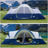 UNP Camping Tent 10-Person-Family Tents, Parties, Music Festival Tent, Big, Easy Up, 5 Large Mesh Windows, Double Layer, 2 Room, Waterproof, Weather Resistant, 18ft x 9ft x78in
