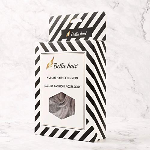 Bella Hair 100% Real Human Hair Piece, Messy Hair Bun Scrunchie for Women Wavy Curly Up-Do Hairpiece (#Silver Gray)