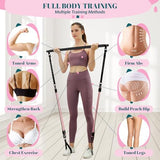 Pilates Bar Kit with Resistance Bands, Multifunctional Yoga Pilates Bar with Heavy-Duty Metal Adjustment Buckle, Portable Home Gym Pilates Resistance Bar Kit for Women Full Body Workouts