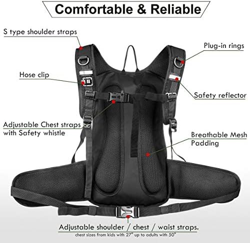 Insulated Hydration Backpack Pack with 3L BPA Free Leak Proof Water Bladder, Large Storage Lightweight Hiking Daypack with Waist Pouches & Cooler Layer, for Running, Biking, Camping, Festival