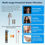 Hibbent All Metal 10'' Dual Filtered Rainfall Shower Head Combo, High Pressure Handheld Shower Head with 12'' Adjustable Curved Extension Arm, 20 Stage Shower Filter, 10-spray, 71'' Hose, Chrome