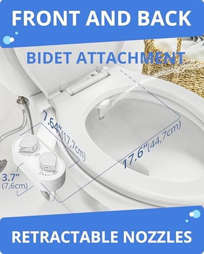 Clear Rear Bidet Attachment for Toilet - Self-Cleaning Dual Nozzle Bidet Toilet Seat with Adjustable Water Pressure - Easy Installation - Hygienic Toilet Accessories