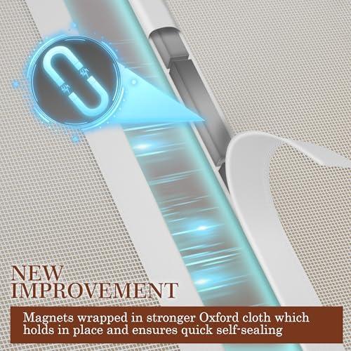 Yotache White Reversible Left Right Side Opening Screen Doors with Magnets Fits Door Size 34 x 80, Reinforced Sewing Magnetic Mesh, Actual Screen Size 36" x 81"