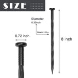 COBARYEN Plastic Landscape Anchoring Spikes 100 Pcs 8 Inch Nylon Spiral Landscape Spikes for Yard, Garden Lawn, Weed Barriers, Artificial Turf, Tent