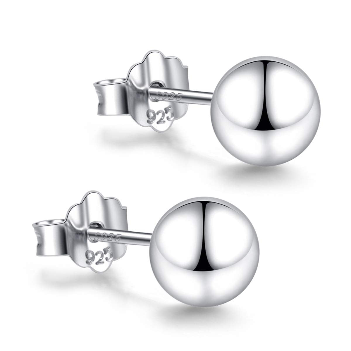 CUTEFEEL 18K White Gold Plated Sterling Silver Ball Stud Earrings(9mm)