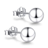 CUTEFEEL 18K White Gold Plated Sterling Silver Ball Stud Earrings(9mm)