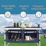 CampLand Outdoor Folding Table Aluminum Lightweight Height Adjustable with Storage Organizer for BBQ, Party, Camping