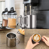 Cunhill 4 Set 10oz/300ml Stainless Steel Coffee Mug with Handle Metal Double Walled Cups Camping Mug Dishwasher Safe Tea Cups for Home Camping Travel Outdoors RV Keep Drinks Hot