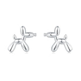Cycuff 925 Sterling Silver Earrings Studs Colorful Cubic Zirconia Jewelry Stud Earrings for Women Set Earring Present for Her (Cute Balloon Dog Earrings)