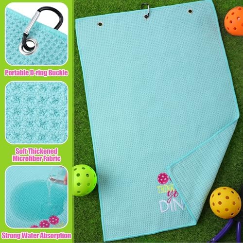 Hosuly 4 Pieces Funny Dinkball Towels Microfiber Cotton Athletic Towels with Clip Embroidered Gift for Men Women Dinkball Lovers(Women,Elegant)