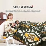 ACUSHLA Merino Wool Camp Blanket - Warm Thick Washable Large Outdoor Camping Sleeping Throw Blanket All Weather Aztec Style 63''X79''