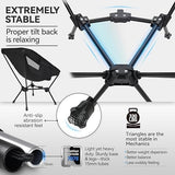 MARCHWAY Lightweight Folding Camping Chair, Stable Portable Compact for Outdoor Camp, Travel, Beach, Picnic, Festival, Hiking, Backpacking, Supports 330Lbs (Black)