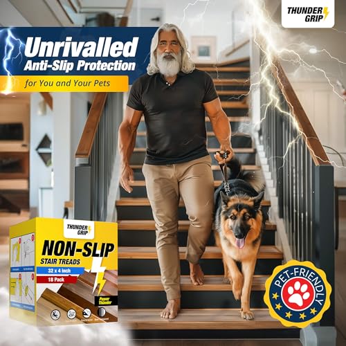 32"x4" Clear Non-Slip Stair Treads for Wooden Steps (18-Pack) - Self Adhesive Strips - Transparent Indoor