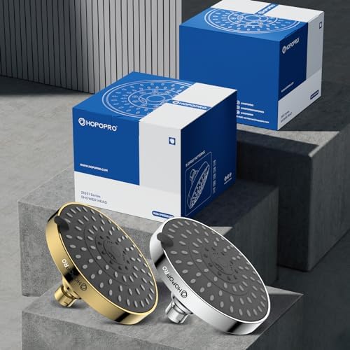 HOPOPRO 5-Mode High Pressure Shower Head - The Washington Post, NBC News, Today TV Show Recommended - High Flow Fixed Showerheads (6 Inch Gold)