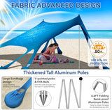 Beach Tent Sun Shelter & Portable Beach Canopy UPF80+ Uv Protection, Beach Shade Canopy/Cabana with 8 Sandbags, 4 Stability Poles, Sand Shovel Ground Pegs for Outdoor Camping(10x10ft, Navy Blue)